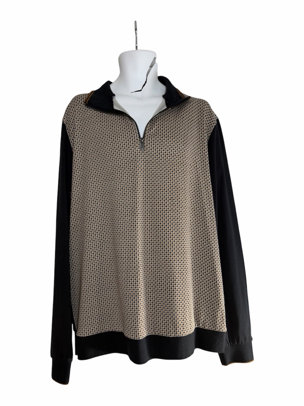 Denim And Flowers Ricky Singh NWT XL Houndstooth Quarter Zip Sweater 100% Cotton